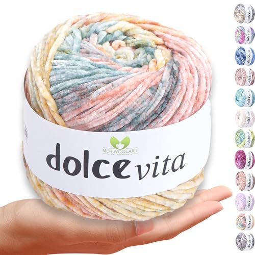 MeriWoolArt Chenille Wolle (Samtgarn) zum Stricken & Häkeln – 150g (260m) – 100% Polyester Flauschgarn – ideal als Amigurumi Garn für Kissen, Decken, Haustierbett & DIY-Geschenke
