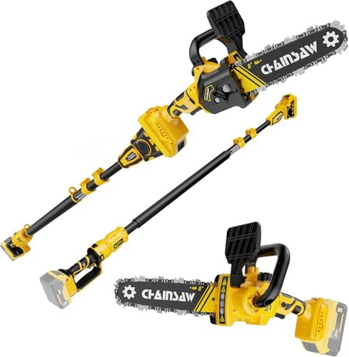 Mini motosega 2 in 1 con pulsante alto, mini motosega a batteria compatibile con batteria Dewalt da 18 V 20 V, motore senza spazzole, potatura telescopico elettrico, con 9 inclinazioni, sega elettrica