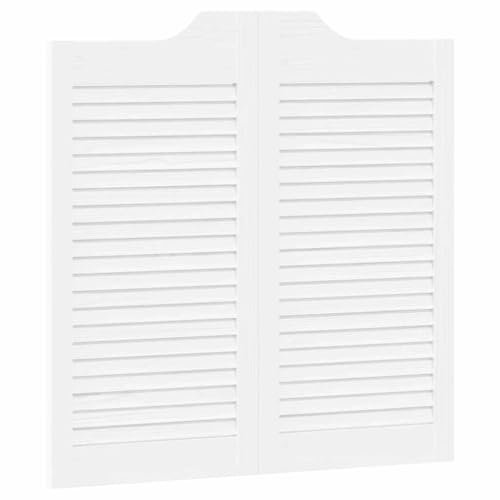 Double Porte Battante, Porte Saloon de Séparation à persiennes 1 paire blanc 80 x 80 cm