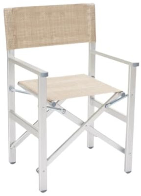 Decor Space Chaise longue Jesolo en aluminium et texilène pour piscine et jardin avec auvent (2, Chaise réalisateur Beige)