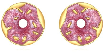 DAYLINLOVE Donut Ohrringe 925 Sterling Silber Rosa Donut Ohrstecker Hypoallergen Kawaii Food Donut Schmuck Geschenke für Damen Frauen Teen Mädchen Tochter