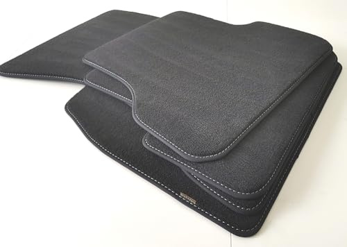 Profi Mats Premium Velours Fussmatten passend für Alfa Romeo 147 2000-2010 (Umrandung Schwarz Naht Grau)