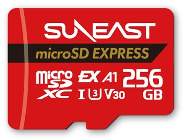 SUNEAST microSD Express 256GB Memory Card – Up to 890MB/s Read, 750MB/s Write, Next-Gen Technology, Tested with Switch 2, Class 10 U3 V30 UHS-I A1 – Model SE-MSE256G20P1F