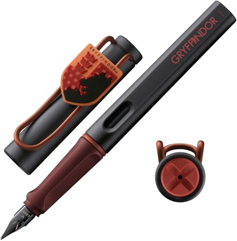Lamy safari Harry Potter Gryffindor™ Füller – Special Edition Füllhalter mit Wappen des Hauses - Stahlfeder in Strichbreite M – mit ergonomischen Griff – inkl. Tintenpatrone T10 blau – Rechtshänder