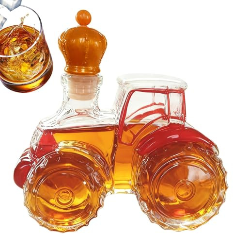 Alkoholkaraffe – 300 ml Traktorbehälter aus Glas, leere Whisky Karaffe Tequila-Flasche – Wein, Alkohol, Bourbon, Wodka, Brandy, Zuhause, Büro, Bar, Männer, Vater, Geburtstag, Weihnachtsfest