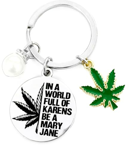 Marijuana Gifts for Women Men Cannabis Keychain for Christmas Birthday Funny Weed Leaf Gifts for Pot Smokers Stoner Cannabis Weed Lover Best Friends Mom Dad Marijuana Leaf Jewelry Pot Weed Keyring