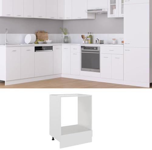 Frdhee Bücherschrank Esszimmermöbel,Herdumbauschrank Lyon Weiß 60x46x81,5 cm Holzwerkstoff,Mehrzweckschrank für Wohnzimmer Küche Badezimmer