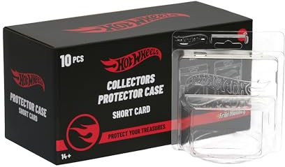 Hot Wheels Schutz für Kurze Karte, transparente Blisterpackung, Display für Autos, Maßstab 1:64, Packung mit 10 Stück, offizielles Produkt von Mattel