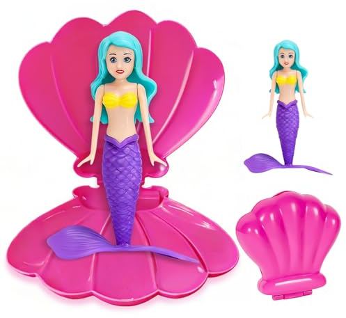 Meerjungfrau Pool Spielzeug Muschel,Lustiges Schwimm Spielzeug,Tauchspielzeug für Kinder,Sommer Wasserspielzeug,Spinnende Prinzessin Wasserspiel,Schwimmende Muschel als Geschenk（Lila）