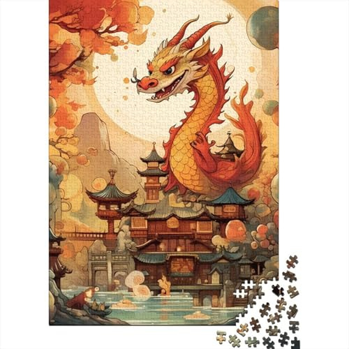 Mythischer Drache 3-Layer-Karton 1000 PC Asiatische Fantasiekunst Puzzle Erwachsene, Ultra-schwierig, Stresslinderung, Wanddekoration & Geschenk Familie & Senioren Deutschland 38x26cm/1000pcs