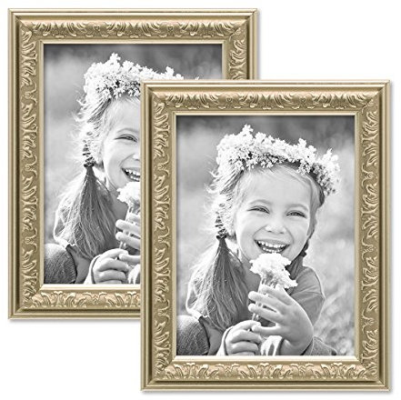 PHOTOLINI 2er Set Bilderrahmen Antik Silber Nostalgie 15x20 cm Fotorahmen mit Glasscheibe/Kunststoff-Rahmen