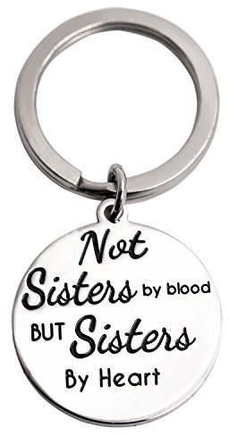 LParkin Schlüsselanhänger mit Aufschrift Not Sisters by Blood But Sisters by Heart, für Schwester, Freund, Geschenkideen für Freunde
