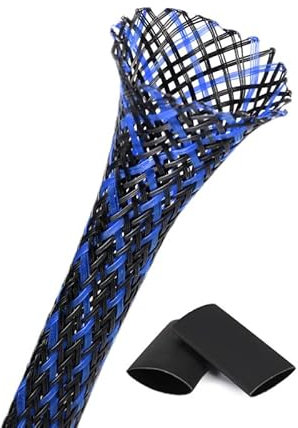 25ft - 3/4 inch Flexo PET Expandable Braided Sleeving-Braided Cable Sleeve - Black