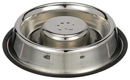 Neater Pet Brands Stainless Steel Slow Feed Bowl - Non-Tip & Non-Skid - Stops Dog Food Gulping, Bloat, Indigestion, and Rapid Eating (Large, 3 Cup)