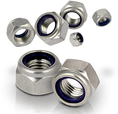 PROTECH 2 Stück Sicherungsmuttern M16 Edelstahl A2 Sechskantmuttern DIN 985 rostfreier V2A Mutter selbstsichernd