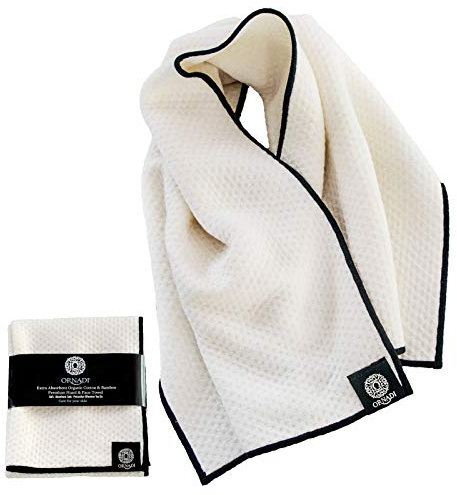 Premium Gym Towel Eco Organic Cotton Extra Soft Bamboo Viscose Face Sweat Cloth for Sensitive Skin Absorbent Workout Travel Protection 14 X 34 Made in USA