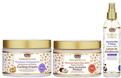 African Pride Moisture Miracle SET - Leave-in Conditioner, Curling Creme, Wärme aktiviert Maske