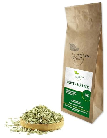 VITA IDEAL Vegan® OLIVEN - Blätter 100g geschnitten & getrocknet - Olea europaea - OLIVENBLÄTTER - Olivenbaumblätter Kräuter Tee & Aufguss, ohne Zusatzstoffe.