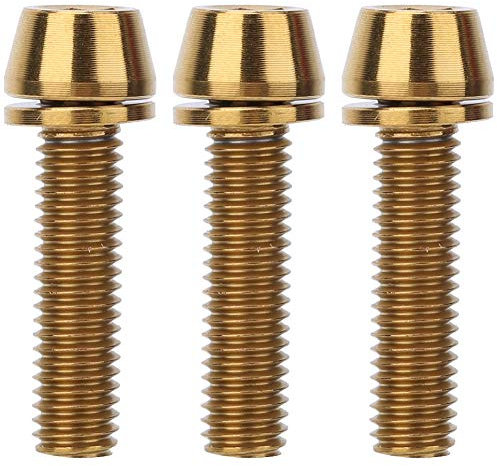 Keenso Fahrrad Lenker Vorbau Schrauben, 3 Stück Fahrrad M5 * 20 / M6 * 20 Scheibenbremse und Vorbau Flaschenhalter Schrauben Befestigungsschraube (M5*20mm-Gold) Fahrrad und Ersatzteile