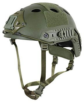 Begadi Basic Parajumper FAST Combat Helm, für Airsoft, mit umfangreichem Zubehör - olive -