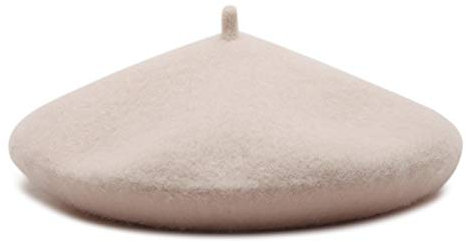 KONO Frauen Baskenmütze Französische Art Beanie Cap Winter Warm Wolle Baskenmütze Damen (Beige)