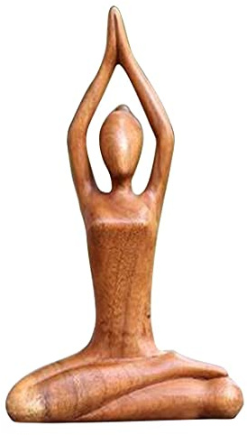 Tophappy Wooden Meditation Decor. Ceramic Yoga Pose Yoga Figurine Statue for Home Decorations, Living Room Decorations, Small Decor Items for Shelf, Bookself TV Stand Decor Yoga Gifts for Women (D)