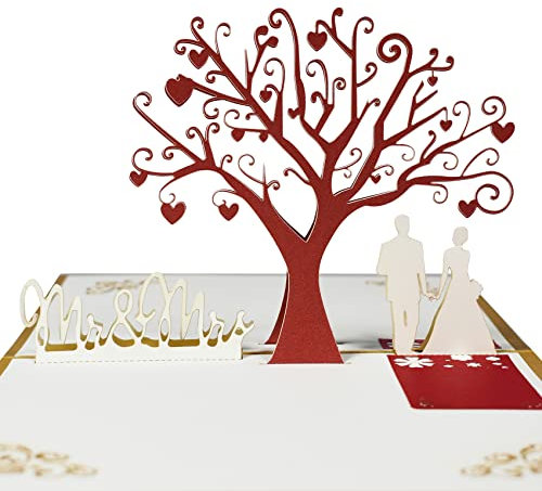 Magic Ants Liebesbaum Pop Up Karte - Valentinstag, Geburtstag, Verlobung, Hochzeitstag - Ich Liebe Dich (Gold)