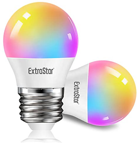 EXTRASTAR Bombilla Alexa LED Intelligente E27, 4.9W, 470lm, Regulable Multicolor + Luz Cálida o Blanca, 16 Millones de Colores, Funciona con Alexa y Google Home, 2 Pcs