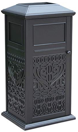 YYDS Junk Container Mülleimer Schwarz Mülleimer Aluminium Guss Recycling Bin Sortierbehälter Organizer Outdoor für Hotel, Terrassen, Küche, Umweltschutz (Farbe: Schwarz)