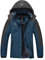 YSENTO Damen Winterjacke Wasserdicht Skijacke Outdoor Softshelljacke Warm Fleecejacke Funktionsjacke mit Abnehmbarer Kapuze(02 Blau,XL)