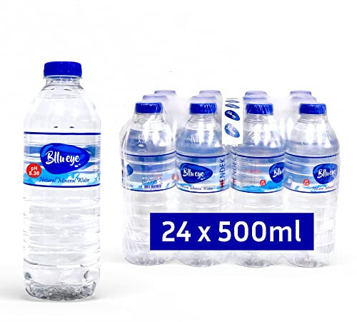 Bllu Eye - Still Natural Mineral Water 500ml - Stay Hydrated with mineral water - pH 8.3 for Optimal Hydration - Pure & Refreshing Natural Mineral Water Bottled at the Source - Pack of 24
