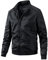 BREEWO Langarm Jacke Herren Casual Einfachheit Übergangsjacke Herren Stehkragen Einfarbig Trend Wendejacke Herren Frühling All-Match Winddichte Jacke Männer E-Black2 5XL