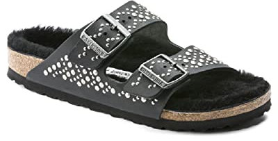 BIRKENSTOCK Arizona Sandals, Fl Ao Rivets Black Laf, 2.5 UK 35 EU Medium