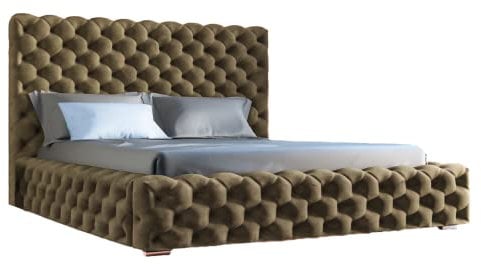 Heaven Polsterbett im Glamour-Stil mit zwei Bettkästen, verstärkter Holzrahmen, Chrombeine - große Auswahl an Stoffen - Komfort und Funktionalität – luxuriöses Schlafzimmerbett Größe 140x200