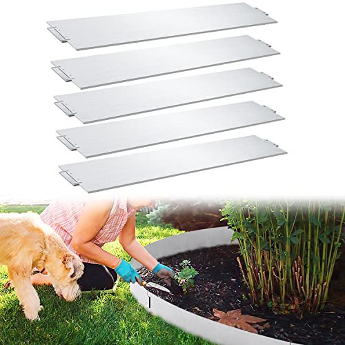 Herrselsam Rasenkante verzinkt Metall 5m 10m 15m 20m 25m 30m 35m 40m 45m 50m 100x18cm Beeteinfassung Beetumrandung Mähkante Metall Palisade, Silber (Länge 5m - Höhe 18cm)