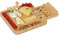 Relaxdays Tagliere per Aperitivo in bambù, Vassoio da Portata per Formaggi e Salumi, HxLxP: 4 x 33 x 33 cm, Color Legno, Acciaio Inox