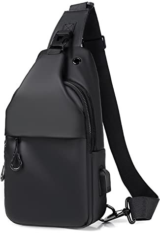 Hjkiopc Sling Bags Brusttasche Herren Crossbody Umhngetasche Kleine Schultertaschen Crossbody-Taschen Outdoor Wasserdicht Casual Man Taschen zum Wandern,Arbeit,Radfahren(A-Schwarz)