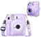 HIYQIN Hard Clear Camera Case Compatible with Fujifilm Instax Mini 12, Instant Mini 12 Clear Cover with Adjustable Shoulder Strap and DIY Sticker (Clear+Purple)