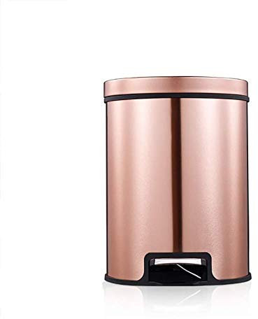 Garbage Bin Stainless Steel Trash Can Pedal Type Home Bathroom Kitchen Living Room Bedroom Covered Trash Bathroom Office Kitchen Black (Rose Gold)