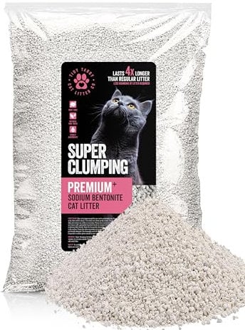 Natural Premium Super Clumping Cat Litter | 20L/15kg Bentonite Clay Cat Litter | Ideal for Short Haired Cats | Highly Absorbent | Non-Toxic | No Dust | Odour Control Litter | Lasts 4X Longer