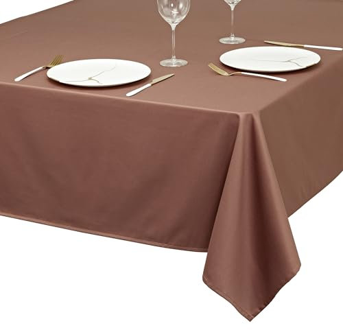unendlich schoen - Tischdecke in Bester Qualität und modernem Design, natürlicher Glanz, Tischtuch fällt faltenfrei, kräftiger Stoff, ideale Wohnzimmer-Deko (140 x 200 cm, rost braun)