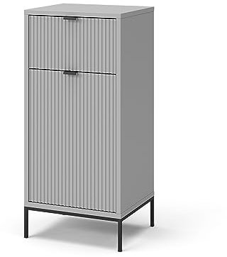 Vicco Midischrank Eliza, Badmöbel, Grau, 40 x 87 cm mit Tür und Schublade