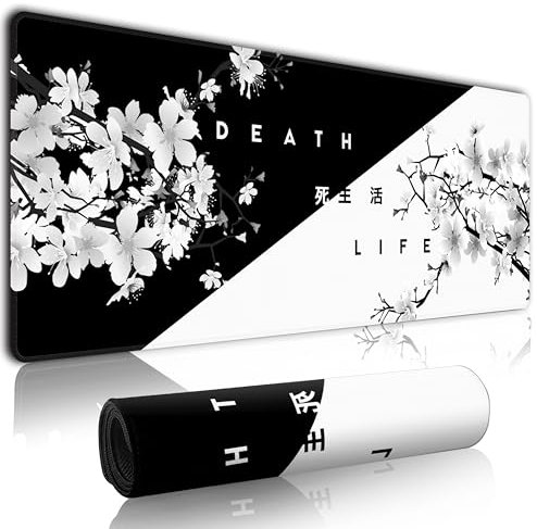 Black And White Cherry Blossom large Mouse Mat Gaming,Mouse Mat Large Mouse Pad Gaming, 31.5x11.8in Keyboard Mousemat Desk Mat With 3mm Non-Slip Base,Mousepad For Gaming Office Work