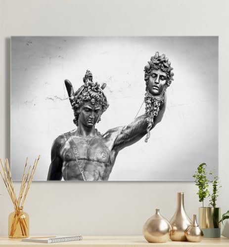 MyMaxxi - Premium Leinwandbild auf Keilrahmen Perseus Medusa Wandbild Design Wand Dekoration, Foto Mann Mehrfarbig Leinwand - Perseusstatue, Groesse_leinwand:60x90 cm