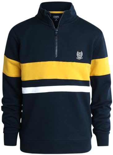 Chaps Boys Pullover Sweater - Classic Fit Flannel Quarter Zip Pullover- Mock Neck Sweater for Boys (S-XL), Size Medium, Navy
