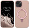 kalibri Custodia in Silicone Liquido Metallo Compatibile con Apple iPhone 15 Cover - con Anello Magnetico Compatibile con MagSafe - rosa antico