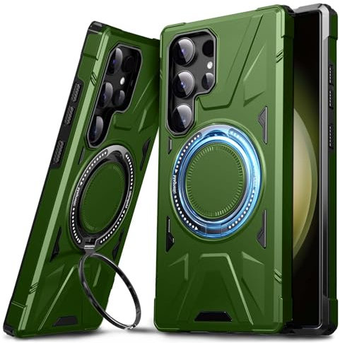 DASFOND Coque pour S24 Ultra, Housse de Protection Antichoc de Qualité Militaire, Etui avec Anneau Métallique Améliorée, Compatible avec S24 Ultra 6,8 Pouces, Vert Olive