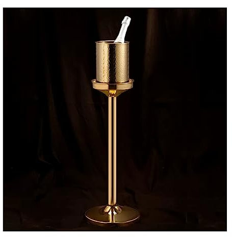 Seau à glacon Seau à glace martelé avec support, grand seau à glace sur pied en acier inoxydable for bière, refroidisseur de vin, utilisation en extérieur ou en intérieur Seau a Champagne ( Color : Si