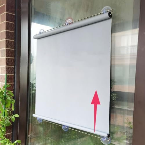 YUJIANHUAA Blackout Blind with Suction Cups,No Drilling Automatic Retractable Roller Blind,Temporary Privacy Blinds,for Doors Windows Bedrooms Balconies,Width×Height (95cm x 150cm(37.4in x 59in))