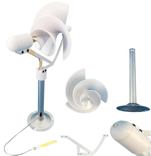ZHOZHUT Generador De Electricidad Eólico10W Mini Generador De Aerogeneradores Kit 12V Modelo De Aerogenerador En Espiral Con Bombilla LED Generadores Con Núcleo De Cobre Puro Para Enseñanza DIY,Blanco